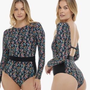 NWT Body Glove  Abloom Wave Long Sleeve Paddle One-Piece Swimsuit